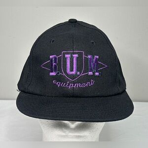Vintage BUM Equipment Black Purple Adjustable Snapback Hat Cap